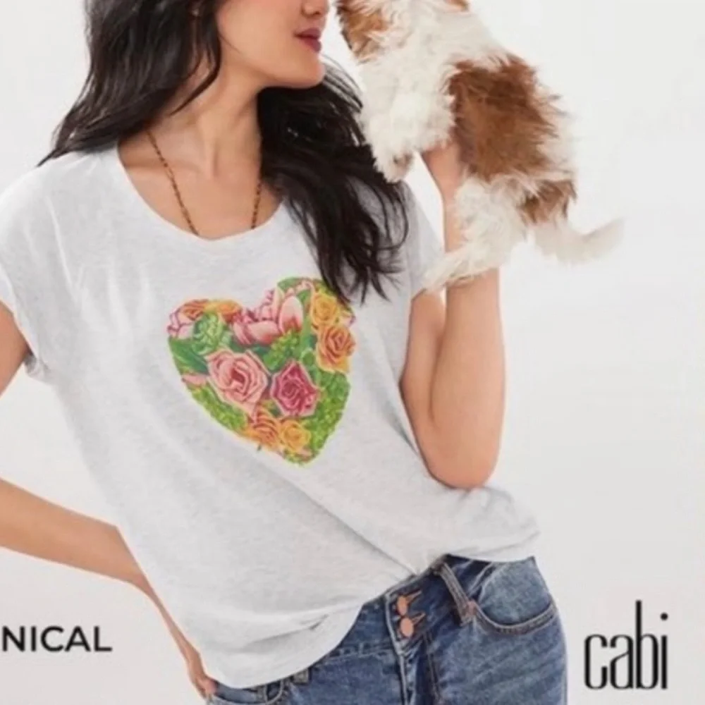 CAbi Botanicals Floral Heart Scoop Neck Short Sleeve T-shirt - Picture 10 of 10